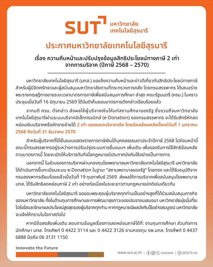 ประกาศลดหย่อนภาษี 2 เท่า ฉบับปรับปรุง 2568-2570